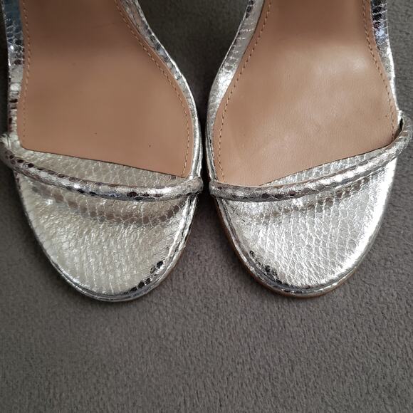Steve Madden Exotica Heels Metallic Silver Snake Size 8 SMAD-WZ1229 Wrap-around - Picture 10 of 12